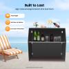 Pinelicorn 4' Folding Portable Event Bar with Top and Middle Shelves, Portable Bar Cabinet Mobile Bartender Station Mobile Laminate Foldable Bar Table for Parties and Events (Frosted Black) view 4
