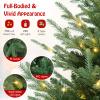Goplus 6ft Pre-lit Artificial Christmas Tree, Faux Hinged Xmas Tree with 240 Warm White LED Lights, 778 Branch Tips, PE & PVC Mixed Leaves, for Holiday Home Office Decoration view 3
