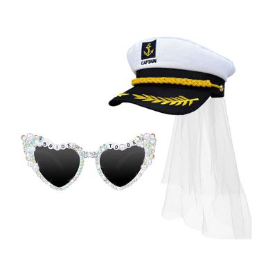 TTTLLNN Bride Captain Hat for Bachelorettes Party Wedding Celebration Hat Stage Performances Bridal Costume Set