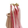 Gumney 30pcs Wedding Silk Streamers Stick, Fairy Ribbon Party Decorative Streamers Stick with Gold Bells for Holiday Celebration Activities Photo Props, Rose Red White view 1