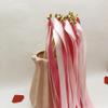 Gumney 30pcs Wedding Silk Streamers Stick, Fairy Ribbon Party Decorative Streamers Stick with Gold Bells for Holiday Celebration Activities Photo Props, Rose Red White view 3