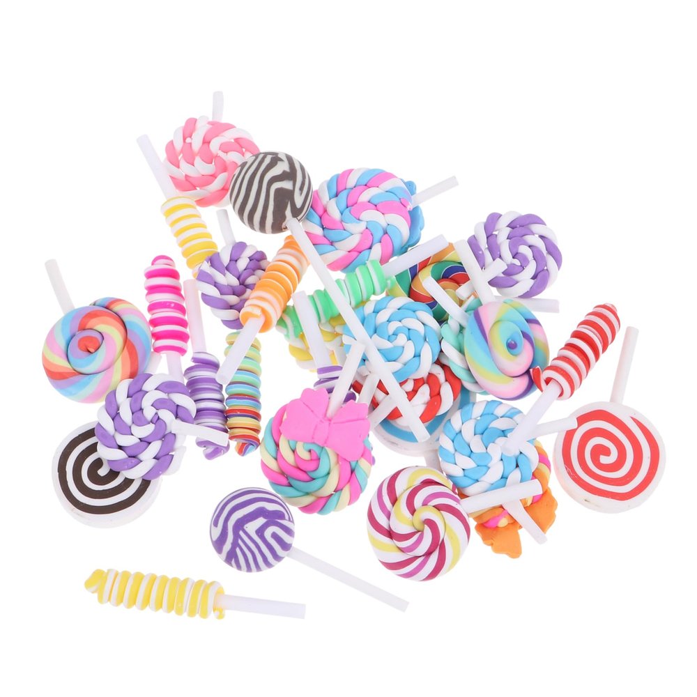 30pcs Simulation Lollipop DIY Ornaments with Exquisite Design Resin Charms Accessories Gummy Charms Scrapbooking Resin Flatbacks Sweet Candy Charms Craft Polymer Clay Lucky Bag/722
