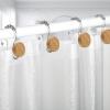 Double Shower Curtain Hooks, Wood Decorative Shower Curtain Rings, 12 PCS Log Curtain Rings, Rustproof & Waterproof Metal Shower Curtain Hangers for Shower Curtain Rod, Bathroom, Bedroom (Silvery) view 2