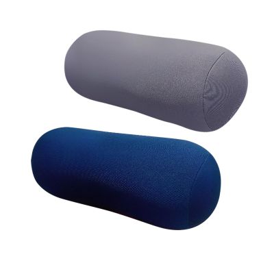 2 Pack Microbead Pillows Squishy Bean Bag Pillow for Neck Back Lumbar Support Cylindrical Body Positioner Bolster Tube Pillow for Home Couch Bed Sofa Travel Recliner Sleeping (Dark Blue+Dark Gray)