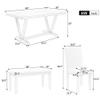 Merax 6 Pieces Dining Table Set with Bench, Rectangle Dining Table with 4 Upholstered Chairs & a Bench, Wood Kitchen Table Chairs Set for 6 Persons, Modern Style Dining Room Set (White +Black) view 3