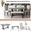 Merax 6 Pieces Dining Table Set with Bench, Rectangle Dining Table with 4 Upholstered Chairs & a Bench, Wood Kitchen Table Chairs Set for 6 Persons, Modern Style Dining Room Set (White +Black) view 4