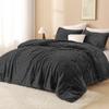 Andency Dark Grey Full Comforter Set, 3 Pieces Fleece Comforter Set for Full Size Bed, Soft Warm Fluffy Fuzzy Gray Bedding Set for Winter (1 Comforter & 2 Pillowcases) view 2