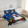 Feelyou Blue Christmas Snowman Comforter Set for Kids Boys Girls Merry Christmas Comforter Full Size Xmas Tree Bedding Set Bedroom Decor Snowflake Duvet Set Quilt Set 3Pcs view 3