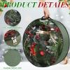 Vincreem 4 Pack Wreath Storage Container, 30 Inch Christmas Wreath Storage Box with Clear Window and Handles Upgrade Oxford Cloth Garland Bags with Dual Zipper for Xmas Wrapping, Green view 4