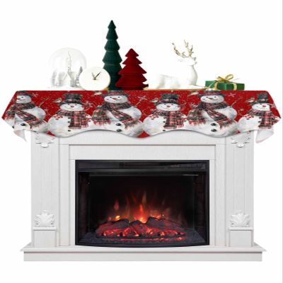 Edwiinsa Red Snowman Christmas Fireplace Mantel Scarf Table Runner, Birds Xmas Snowflake Winter Garland Mantel Top Tablerunners Dresser Scarves Cover Decorations for Windows Party Living Room 60x17