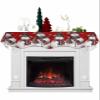 Edwiinsa Red Snowman Christmas Fireplace Mantel Scarf Table Runner, Birds Xmas Snowflake Winter Garland Mantel Top Tablerunners Dresser Scarves Cover Decorations for Windows Party Living Room 60x17 view 1