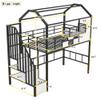 Ball & Cast Twin House Shapoe Loft Bed with Storage Box,Sturdy Heavy Metal Bedframe W/Safety Guard & Ladder,Roof Design,Space Saving,Easy Assemby,Bedroom Furniture for Boys Girls Teens Adult,Black view 2