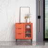 NIUYAO Sideboard Modern Contemporary 31-inch Height Storage Cabinet with Glass Doors and Drawers Accent Floor Buffet Cabinet for Living Room Entryway Dining Room Kitchen -31" L x 12" W x 31" H Orange view 1