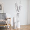 Sziqiqi White Tall Vases for Floor: 27.6/21.7in Metal Cylinder Handmade Flower Holder Extra Large Decorative Vase Set of 2 Modern Honeycomb Texture Big Standing Vase for Living Room Home Corner view 1