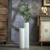 Sziqiqi White Tall Vases for Floor: 27.6/21.7in Metal Cylinder Handmade Flower Holder Extra Large Decorative Vase Set of 2 Modern Honeycomb Texture Big Standing Vase for Living Room Home Corner view 2
