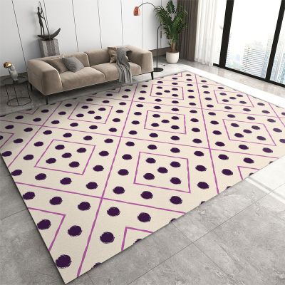 2x4 Runner Rug Purple Geometric Line Rugs for Entryway, Dark Purple Polka Dots Washable Kitchen Rugs Soft Non Slip Anti Fatigue for Sink Laundry Indoor Hallways