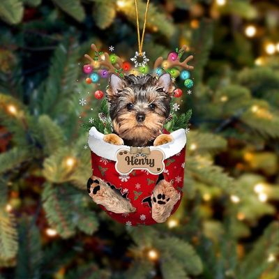 Personalized Yorkshire Terrier in Snow Pocket Christmas Decor - Custom Dog Ornament for Dog Lovers