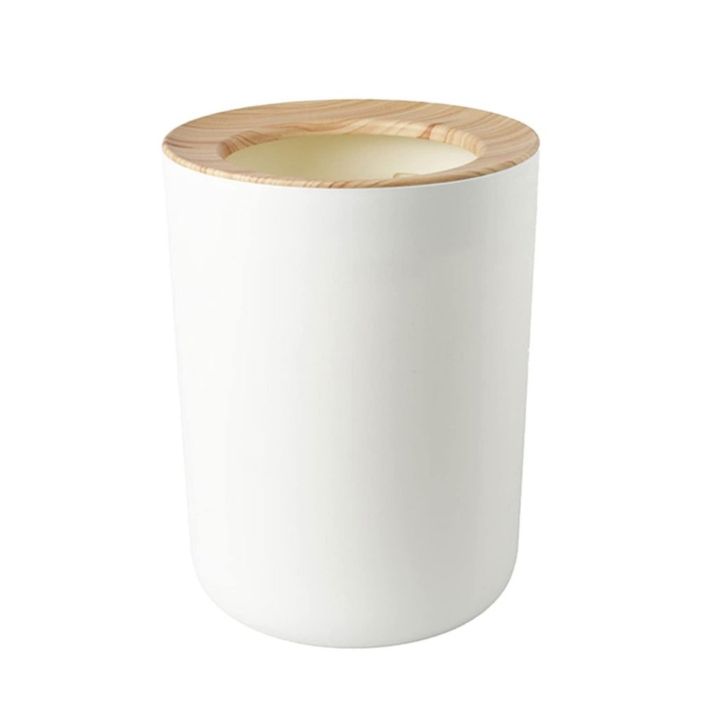 WAVEPEAK Indoor Trash cans High-Grade Wood Grain Trash Can Nordic Style Trash Can Office Bedroom Large Capacity Living Room Household Simple Waste Paper Basket Indoor Garbage cans(B)