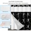 Halloween No Hooks Shower Curtain and Liner Set, Funny Cute Skull Horror Black Hotel Style Fabric Bathroom Shower Curtains Waterproof Polyester Small Stall Bath Spa Curtain with Sheer Window, 48"x72" view 2