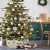 Ocean Turtle Christmas Tree Collar Tree Box Stand Cover,Vintage Nautical Sailing Boat Starfish Artificial/Pencil/Silm/Skinny Tree Ring 4 Packs Collapsible Tree Skirt for Christmas Xmas Tree,17"x10" view 2