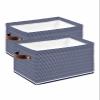 Storage Bins Large Storage Basket, Lines Stripes Navy Blue White Minimalist Style Collapsible Storage Bins with Handle Storage Baskets Cube Organizer for Shelves Closet Nursery, Set of 2 view 1
