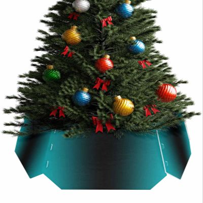 Black Aqua Christmas Tree Collar Tree Box Stand Cover,Gradient Solid Color Minimalist Art Artificial/Pencil/Silm/Skinny Tree Ring 6 Packs Collapsible Tree Skirt for Christmas Xmas Tree,14.5"x10"