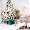 Black Aqua Christmas Tree Collar Tree Box Stand Cover,Gradient Solid Color Minimalist Art Artificial/Pencil/Silm/Skinny Tree Ring 6 Packs Collapsible Tree Skirt for Christmas Xmas Tree,14.5"x10" view 4