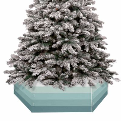 Minimalist Aqua Christmas Tree Collar Tree Box Stand Cover, Modern Ombre Stripes Artificial/Pencil/Silm/Skinny Tree Ring 6 Packs Collapsible Tree Skirt for Christmas Xmas Tree Decorations, 17"x10"