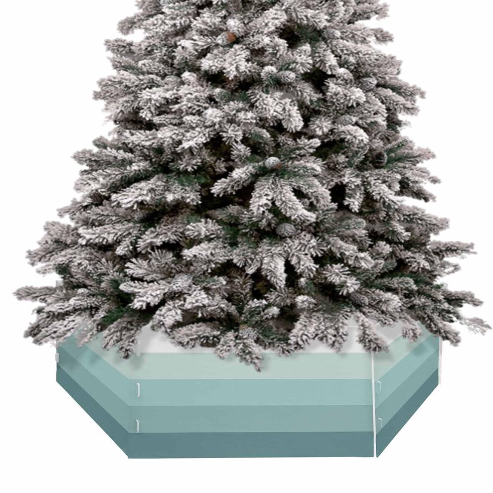 Minimalist Aqua Christmas Tree Collar Tree Box Stand Cover, Modern Ombre Stripes Artificial/Pencil/Silm/Skinny Tree Ring 6 Packs Collapsible Tree Skirt for Christmas Xmas Tree Decorations, 17"x10"
