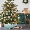 Minimalist Aqua Christmas Tree Collar Tree Box Stand Cover, Modern Ombre Stripes Artificial/Pencil/Silm/Skinny Tree Ring 6 Packs Collapsible Tree Skirt for Christmas Xmas Tree Decorations, 17"x10" view 2