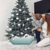 Minimalist Aqua Christmas Tree Collar Tree Box Stand Cover, Modern Ombre Stripes Artificial/Pencil/Silm/Skinny Tree Ring 6 Packs Collapsible Tree Skirt for Christmas Xmas Tree Decorations, 17"x10" view 3