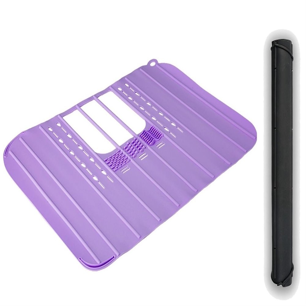 Foldable Silicone Sink Cover Mat, Bathroom Foldable Sink Cover, Heat Resistant Silicone Foldable Sink Cover, Over the Sink Makeup Mat Foldable, Drain Mat Foldable Silicone Sink Cover(Purple)