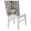 Chair Back Cover for Dining Room,Santa Hat Chair Slipcovers Set of 8,Retro Christmas Snowman Robin Washable Kitchen Chair Back Covers for Home Dinner Party Sketch Snowflake on Black and White Plaid view 1