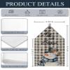 Chair Back Cover for Dining Room,Santa Hat Chair Slipcovers Set of 8,Retro Christmas Snowman Robin Washable Kitchen Chair Back Covers for Home Dinner Party Sketch Snowflake on Black and White Plaid view 2