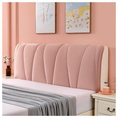 YUEYUZ Quilted Velvet Bed Headboard Slipcover for Queen Full Twin Size, Thicken Slipcover Headboard Dustproof Protector Cover, Washable(Pink,220x75cm/87x30in)