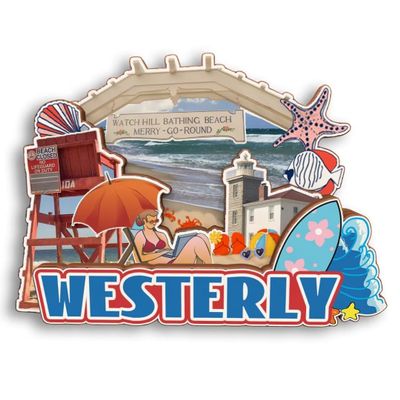 Westerly Rhode Island USA 3D Fridge Magnet Wooden City Travel Souvenir Refrigerator Stickers Home Kitchen whiteboard Decor