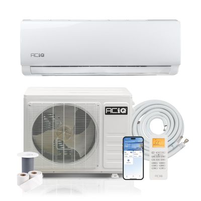 ACiQ 21 SEER2 Essentials 24000 BTU Comfortable Mini Split AC/Heating System, 2 Ton White Wall Mount Ductless Heat Pump AC Unit, with 16ft Installation Kit | WiFi Control, 208/230V, R454B