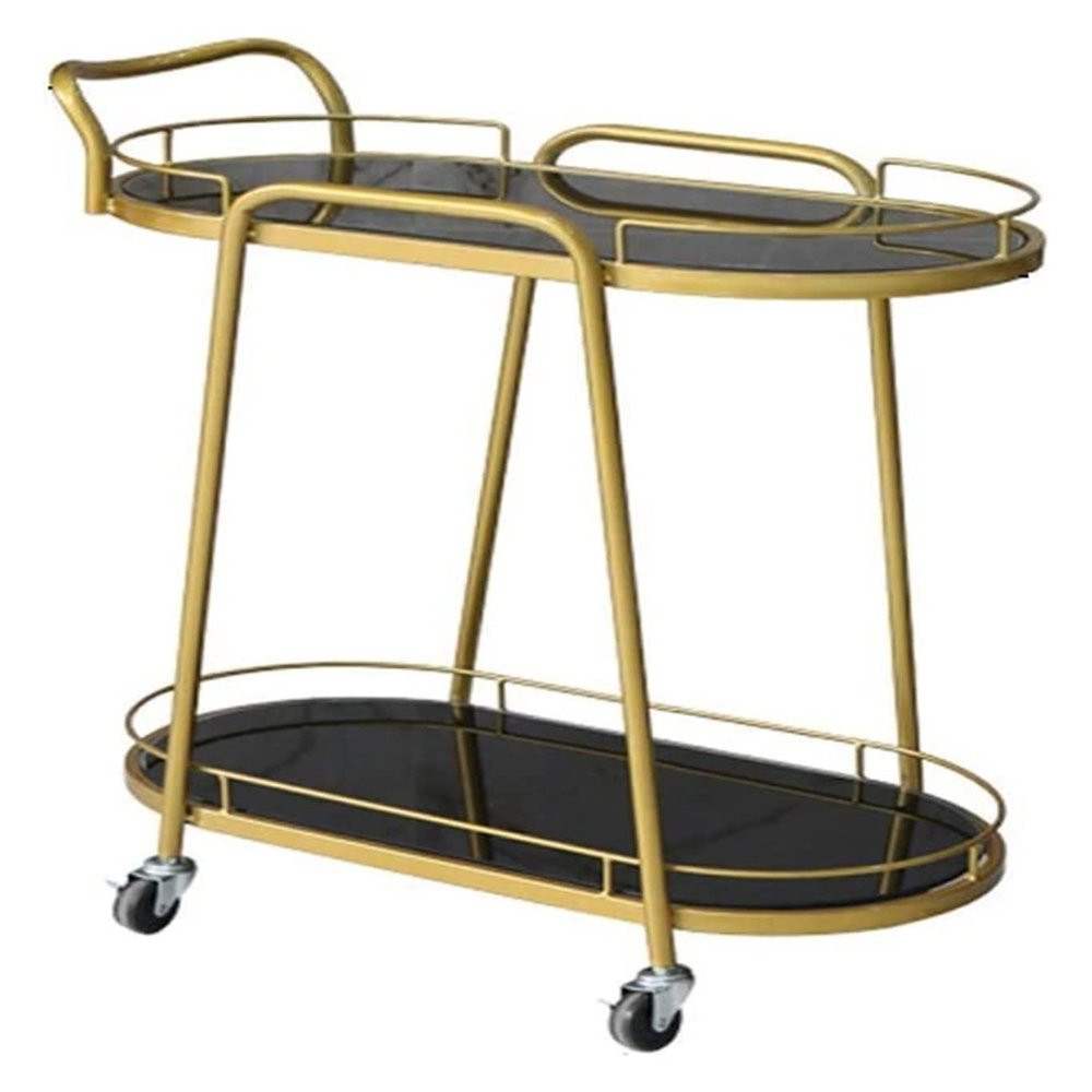 PAGOIAAR Bar Cart, Serving Cart for Home Hotel, Dining Room 2 Tier Trolley Serving Cart Trolley Cart On Wheels Hostess Trolley Drinks Trolley Utility Cart Cocktail Trolley Tea Trolley Home Bar Cart