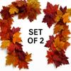 Fall Leaves Garland Set of 2  Autumn Leaf Decorations for Mantel, Fireplace, Table, Doorway, Thanksgiving or Fall Wedding  Artificial Leaf Strands for Rustic Seasonal Home Dcor view 2