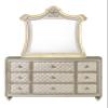 Acme Lucienne Velvet Upholstered and Wood Mirror with LED Lighting in Beige view 3