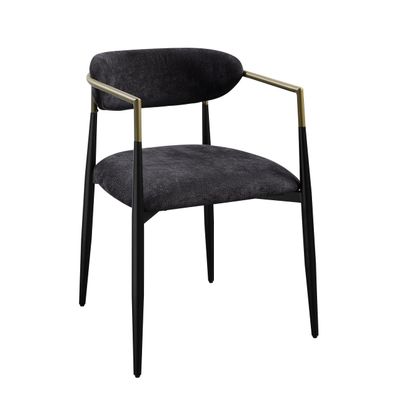Acme Jaramillo Wood & Fabric Upholstered Side Chair in Black (Set of 2)