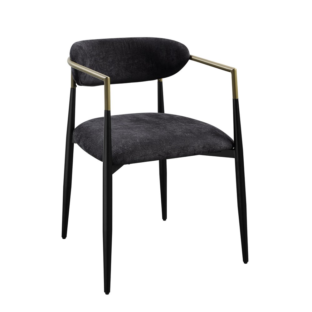 Acme Jaramillo Wood & Fabric Upholstered Side Chair in Black (Set of 2)