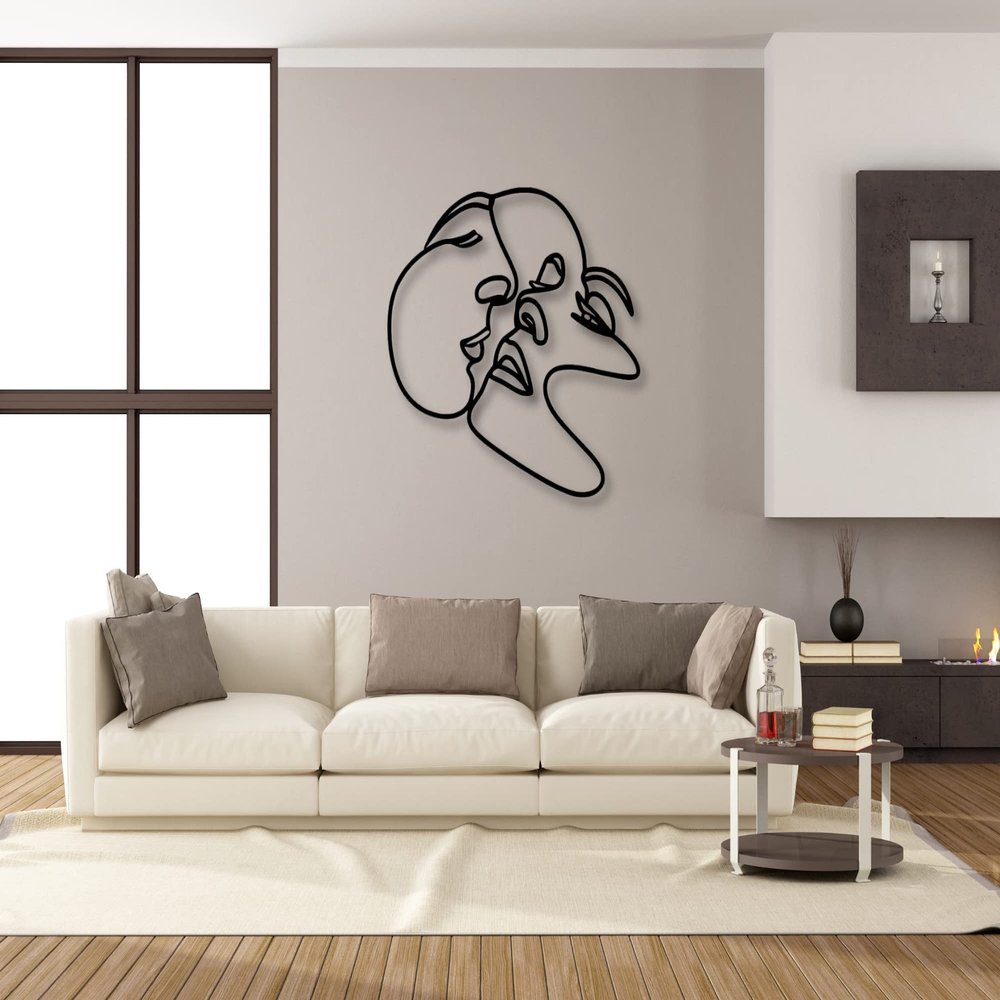 VAILLA Wall Art Decor Minimalist Abstract Woman Face Wall Decoration Wooden Modern 3D Sculptures Line Drawing Wall Art Decor Female Single Line Home Hanging for Bedroom Kitchen Bathroom Living Room (Line Art 5)