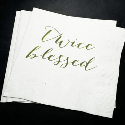 Twins Baby Shower Twice Blessed Twice as Exciting Gender - Reveal Baby Shower - Dinner Napkins Set of 25