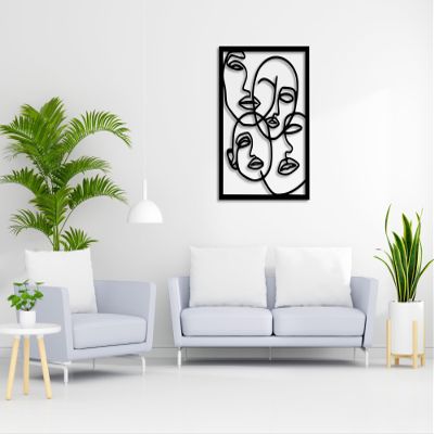 VAILLA Wall Art Decor Minimalist Abstract Woman Face Wall Decoration Wooden Modern 3D Sculptures Line Drawing Wall Art Decor Female Single Line Home Hanging for Bedroom Kitchen Bathroom Living Room (Line Art 10)