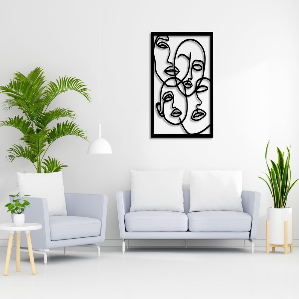 VAILLA Wall Art Decor Minimalist Abstract Woman Face Wall Decoration Wooden Modern 3D Sculptures Line Drawing Wall Art Decor Female Single Line Home Hanging for Bedroom Kitchen Bathroom Living Room (Line Art 10)