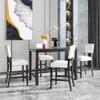 YOPTO 5 Pieces Dining Table Set,Wooden Living Room Furniture with 52" Rectangle Kitchen Desk,4 Upholstered Chairs W/Curved Backrests,for Restaurant,Home Bistro,Espresso and Beige view 1