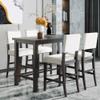 YOPTO 5 Pieces Dining Table Set,Wooden Living Room Furniture with 52" Rectangle Kitchen Desk,4 Upholstered Chairs W/Curved Backrests,for Restaurant,Home Bistro,Espresso and Beige view 3