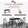 YOPTO 5 Pieces Dining Table Set,Wooden Living Room Furniture with 52" Rectangle Kitchen Desk,4 Upholstered Chairs W/Curved Backrests,for Restaurant,Home Bistro,Espresso and Beige view 4