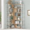 7 Shelves Bookcase Home Office Bookshelf L Shaped Corner Bookcase Shelf with Metal Frame Industrial Style Shelves with Open Storage for Living Room Study Bedroom view 1